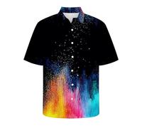 Zeiayuas Men's Hawaiian Shirts Short Sleeve Plus Size Blouse Button Down Tropical Holiday Beach Shirt Summer Casual Loose Fit Cardigan Tie Dye Open Font Turndown Collar Fashion Tops