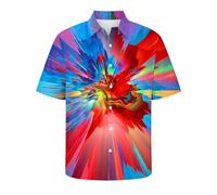 Zeiayuas Men's Hawaiian Shirts Short Sleeve Plus Size Blouse Button Down Tropical Holiday Beach Shirt Summer Casual Loose Fit Cardigan Tie Dye Open Font Turndown Collar Fashion Tops