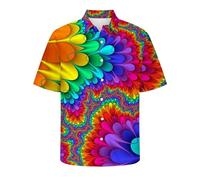 Zeiayuas Men's Hawaiian Shirts Short Sleeve Plus Size Blouse Button Down Tropical Holiday Beach Shirt Summer Casual Loose Fit Cardigan Tie Dye Open Font Turndown Collar Fashion Tops