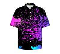 Zeiayuas Men's Hawaiian Shirts Short Sleeve Plus Size Blouse Button Down Tropical Holiday Beach Shirt Summer Casual Loose Fit Cardigan Tie Dye Open Font Turndown Collar Fashion Tops