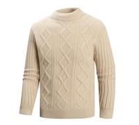 Zeiayuas Mens Jumpers Chunky Cable Knit Sweaters Thick Warm Winter Pullover Causal Long Sleeve Sweater Plush Fleece Knitwear Plus Size Turtle Neck Jumper