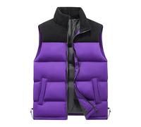 Zeiayuas Men's Puffer Gilet Body Warmers Sleeveless Quilted Gilets Cotton Down Jackets Casual Full Zip Color Block Padded Waistcoat Winter Warm Vest Thick Windproof Outerwear Plus Size