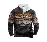 Zeiayuas Men's Sweatshirts UK Micro Fleece Pullover Half Zip Tactical Sweatshirt Ethnic Printed Athletic Hoodies Cotton Workout Sweatshirt Hip Hop Pullovers Western Cargo Jumpers Sale Clearance