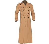 Zeiayuas Mens Trench Coat Regular Fit Full Length Casual Smart Overcoat Formal Business Long Jackets Long Pea Coats Windproof Windbreaker Winter Warm Outwear UK Size 10-18