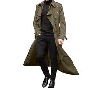 Zeiayuas Mens Trench Coat Regular Fit Full Length Casual Smart Overcoat Formal Business Long Jackets Long Pea Coats Windproof Windbreaker Winter Warm Outwear UK Size 10-18