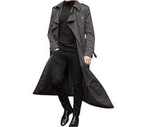 Zeiayuas Mens Trench Coat Regular Fit Full Length Casual Smart Overcoat Formal Business Long Jackets Long Pea Coats Windproof Windbreaker Winter Warm Outwear UK Size 10-18