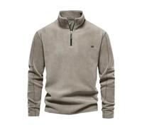 Zeiayuas Mens V Neck Jumper Long Sleeve 1/4 Zipper Sweatshirt Fleece Lined Pullover Regular Fit Autumn Winter Velvet Sweatshirts Sweat Tops Thick Plush Warm Pullovers UK Green