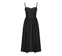 Zeiayuas Milkmaid Dress Women A-Line Spaghetti Strap Square Neck Milk Maid Dress Elegant Party Evening Dresses Sleeveless Summer Midi Dress Ladies Milkmaid Sundress UK Clearance Black