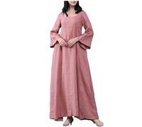 Zeiayuas Muslim Dress for Women Full Cover Kaftan Abaya Dress Flowy Maxi Dress Islamic Evening Gown Arab Maxi Dress Abaya Kaftan Clothes Robe Embroidered Dress Plus Size 22 Pink