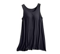 Zeiayuas Nightdress for Women Sleeveless Tank Dresses Midi Nightgown Nighties Solid Color Padded Nightshirts Soft Cotton Loose Sleep Dress Built in Bra Ladies Casual Sleepwear Pyjamas Black