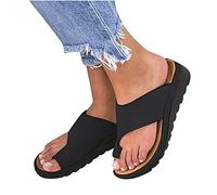 Zeiayuas Orthopedic Sandals for Women Ladies Bunion Correction Sandals Sliders with Arch Support Wide Fit Leather Wedge Sandal Walking Shoes Slip On Open Toe Slides Slippers Summer Comfy Mules UK