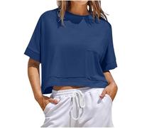 Zeiayuas Oversized T-Shirts for Women UK Baggy Workout Top Short Sleeve Athletic Shirt Running Crop Top Gym Yoga Tee Shirt Ladies Casual Loose Fit Pullover Blouses Light Blue