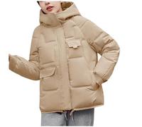 Zeiayuas Padded Down Coat Women Puffer Jacket with Pocket Hooded Outwear Oversized Winter Warm Jackets Trench Coats Quilted Coats Baggy Outerwear Ladies Thick Puff Coats UK