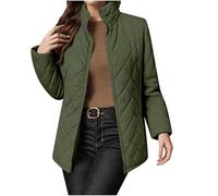 Zeiayuas Quilted Jackets Women Warm Puffer Down Jacket Lightweight Outdoor Packaway Quilted Jacket Winter Soft Packable Padded Coat Solid Color Full Zip Outerwear with Pockets
