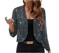 Zeiayuas Sequin Jacket for Women Elegant Glitter Club Party Suit Jackets Open Front Lightweight Cardigan Spring Summer Y2K Clothes Fashion Blouse Outwear Tops Size 8-16