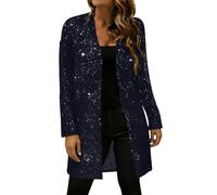 Zeiayuas Sequin Jackets Women Elegant Glitter Club Party Suit Jacket Open Front Long Sleeve Cardigans Spring Summer Y2K Clothes Fashion Blouses Outwear Going Out Tops Navy