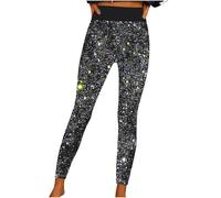 Zeiayuas Sequin Trousers for Women Yoga Leggings Sparkle Glitter Pants Elasticated Waist Skinny Stretch Trousers Tights Evening Prom Party Pants Slim Fit Long Pants Casual Elegant Club Party Clubwear