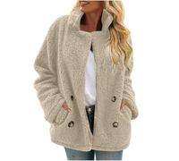 Zeiayuas Sherpa Fleece Jacket Women Winter Teddy Bear Coat Sherpa Fleece Jackets Button Down Warm Thicken Coats with Pockets Ladies Warm Cosy Outerwear Plush Loungewear with Pockets