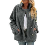 Zeiayuas Sherpa Fleece Jacket Women Winter Teddy Bear Coat Sherpa Fleece Jackets Button Down Warm Thicken Coats with Pockets Ladies Warm Cosy Outerwear Plush Loungewear with Pockets
