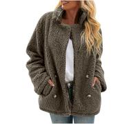 Zeiayuas Sherpa Fleece Jacket Women Winter Teddy Bear Coat Sherpa Fleece Jackets Button Down Warm Thicken Coats with Pockets Ladies Warm Cosy Outerwear Plush Loungewear with Pockets