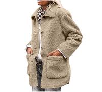 Zeiayuas Sherpa Jackets for Women UK Fleece Teddy Coats Winter Warm Plush Button Down Cardigan Oversized Shacket Jacket Thicken Comfy Overcoats Fuzzy Fluffy Jacket with Pockets