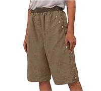 Zeiayuas Shorts for Women UK Summer Knee Length Shorts Casual Lightweight Shorts with Pockets Elastic High Waisted Shorts Plus Size Brown