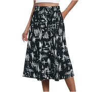 Zeiayuas Skirts for Women UK High Waist Summer Beach Boho Skirts with Pocket Ladies Going Out Party Skirt Vintage Casual Midi Skirt Long Dress Floral Bohemian Holiday Dresses