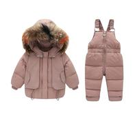 Zeiayuas Snowsuit Kids Puffer Down Jacket with Hood + Snow Bib Tousers Pants Girl Boy Waterproof Winter 2 Piece Ski Suits Children Lightweight Outfit Set for Unisex Baby Toddler Age 1-7 Years