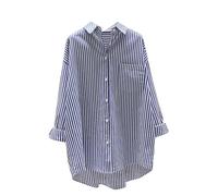 Zeiayuas Striped Shirts for Women UK,Ladies Button Down Blouses Striped Shirt Long Sleeve Elegant Casual Loose Tunic Tops Long Length Boho Tee T Shirts with Pocket