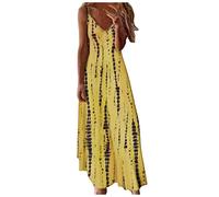 Zeiayuas Summer Beach Dresses for Women UK V Neck Sleeveless Maxi Dress Plus Size Casual Holiday Sundress Boho Floral Print Dress Ladies Elegant Loose Tunic Dresses A-Line Swing Dress Clearance