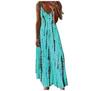 Zeiayuas Summer Beach Dresses for Women UK V Neck Sleeveless Maxi Dress Plus Size Casual Holiday Sundress Boho Floral Print Dress Ladies Elegant Loose Tunic Dresses A-Line Swing Dress Clearance