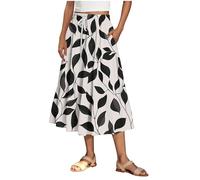Zeiayuas Summer Boho Midi Skirt Women Vintage Floral Print Gypsy Skirts with Pockets Ladies High Waist Long Summer Dresses Skirt for Beach Holiday