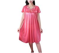Zeiayuas Summer Dresses for Women UK Sale Clearance Women's Satin Mesh Dresses Ladies Floral Print Nightwear Sexy Semi Transparent Short Nightdress Sexy Soft Dress Silk V Neck Sexy Dress