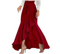 Zeiayuas Summer Plaid Maxi Skirts for Women UK Ladies High Waist Lace Up Long Skirts Eleagnt Checkered Holiday Vacation Skirt Party Going Out Skirt Casual Long Length Dress Plus Size 22