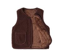 Zeiayuas Toddler Girls Winter Waistcoat Boys Warm Fleece Waistcoat Jacket Solid Lightweight Vest Tops Gilet Teddy Coat Baby Girl Fluffy Fuzzy Vests Sherpa Outwear with Pocket Brown