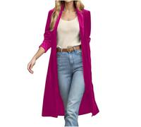Zeiayuas Velvet Cardigan for Women UK Long Sleeve Open Front Jacket Long Trench Coats Vintage Solid Color Cardigans Business Offie Work Outerwear Elegant Club Party Suit Jacket Y2K Clothes Pink