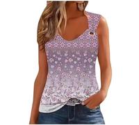 Zeiayuas Vests Tops for Women UK Casual Summer Basic Sleeveless Tank Top Love Heart Print Blouse Loose Fit Going Out Top Longline V Neck Tee Sale Clearance