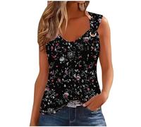 Zeiayuas Vests Tops for Women UK Casual Summer Basic Sleeveless Tank Top Love Heart Print Blouse Loose Fit Going Out Top Longline V Neck Tee Clearance