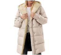 Zeiayuas Winter Coat for Women Sherpa Lined Hooded Cotton Coats Fleece Lining Outerwear Thick Warm Winter Jackets Ladies Padded Down Coat Quilted Puffer Jacket Longlin Coats with Pockets
