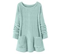 Zeiayuas Women Fleece Sweatshirts Winter Warm Casual Long Sleeve Fluffy Pullover Fuzzy Teddy Tunic Tops Solid Color Loungewear Cute Hoodies with Pockets for Ladies Girls