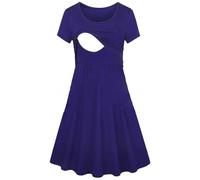 Zeiayuas Women Maternity Dresses Pleated Breastfeeding Pregnancy Dresses Loose Fit Midi Nursing Summer Dresses Plain Plus Size Short Sleeve Scoop Neck Dresses Ladies Casual Dresses