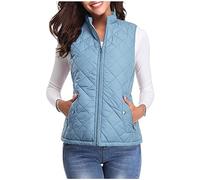 Zeiayuas Women Padded Gilet Puffer Down Vest Zip Up Winter Warm Quilted Jacket Lightweight Body Warmer Sleeveless Jackets Fleece Coat Windproof Waterproof Gilets