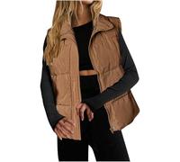 Zeiayuas Women Padded Gilet Zip Up Puffer Vest Winter Warm Quilted Jacket Lightweight Body Warmer Sleeveless Jackets Down Coat Windproof Waterproof Gilets Short Coats Bodywarmer