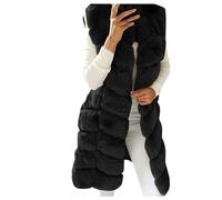 Zeiayuas Women Reversible Fleece Vests Faux Fur Coat Sleeveless Fluffy Fuzzy Gilet Jacket Long Warm Winter Outerwear Ladies Sherpa Teddy Coat Plush Thicken Waistcoat Body Warmer Cozy Gilets