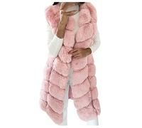 Zeiayuas Women Reversible Fleece Vests Faux Fur Coat Sleeveless Fluffy Fuzzy Gilet Jacket Long Warm Winter Outerwear Ladies Sherpa Teddy Coat Plush Thicken Waistcoat Body Warmer Cozy Gilets