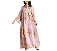 Zeiayuas Women’s Muslim Abaya Dress Batwing Sleeved Embroidered Maxi Kaftan Dress Elegant Islamic Middle East Dubai Arabic Ramadan Kimono Robe Summer Dresses