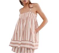 Zeiayuas Women Striped Camisole Tops with Pockets Ladies Casual Trendy Tank Tops Sexy Sleeveless Vest Tops Dressy Base Shirts Ladies Elegant Loose Shirts Blouse for Spring Summer Brown