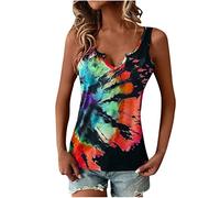 Zeiayuas Women V Neck Tank Tops Clearance Tie Dye Vest Top Sleeveless Camisoles & Vests Summer Loose Casual Shirts Blouse Elegant Slim Fit Basic Vest Tops Size 8-16