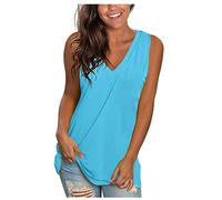 Zeiayuas Women V Neck Vest Tops Casual Sleeveless Tank Top UK Clearancew Ladies Summer T Shirts Elegant Solid Color Vests Loose Fit Tee Shirt Tunic Tops Going Out Blouses
