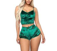 Zeiayuas Women Velour Lingerie Set Sexy Velvet Camisole Bow Shorts Sets Plus Size Underwear Ladies 2 Piece Pajamas Set Solid Color Lounge Wear Set Soft Cosy Sleepwear Nightwear Solid Color Pjs